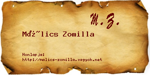 Málics Zomilla névjegykártya